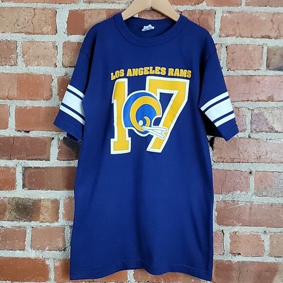 Champion Vintage 1980s Los Angeles Rams Single Stitch Blue Shirt S - Picture 1 of 13